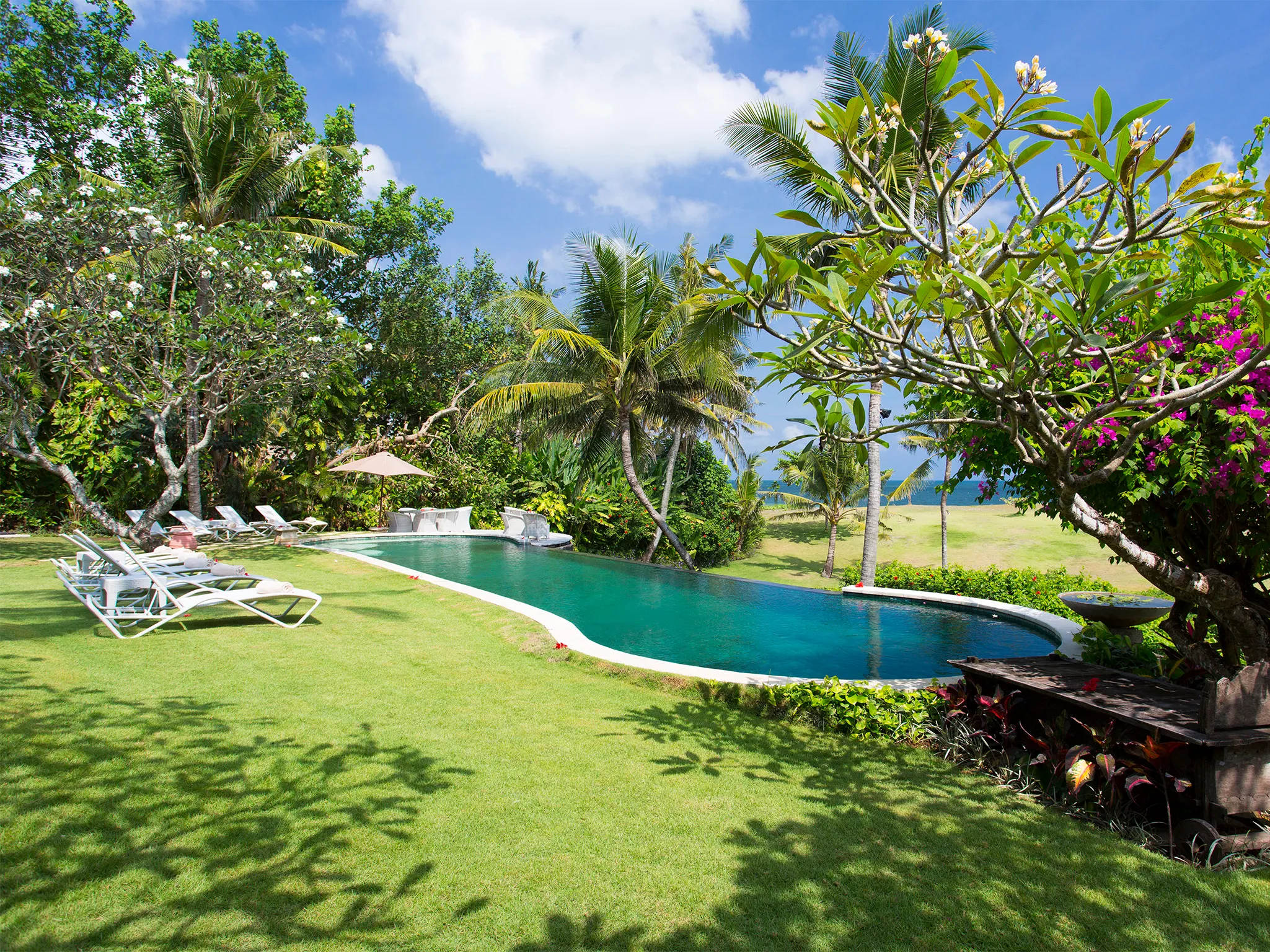 Villa Sungai Tinggi - Pool and lawn
