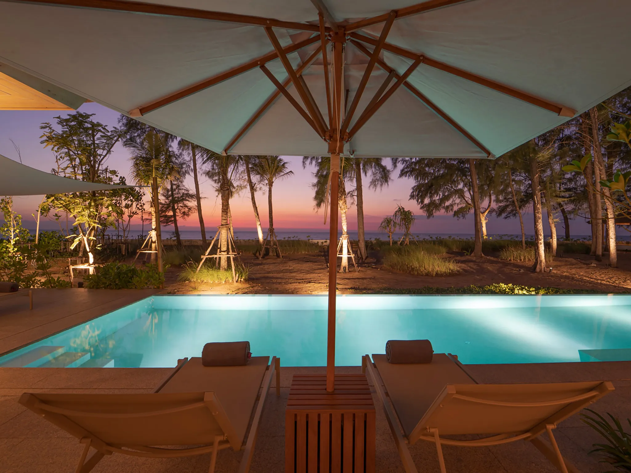 The Pines - Pool at night