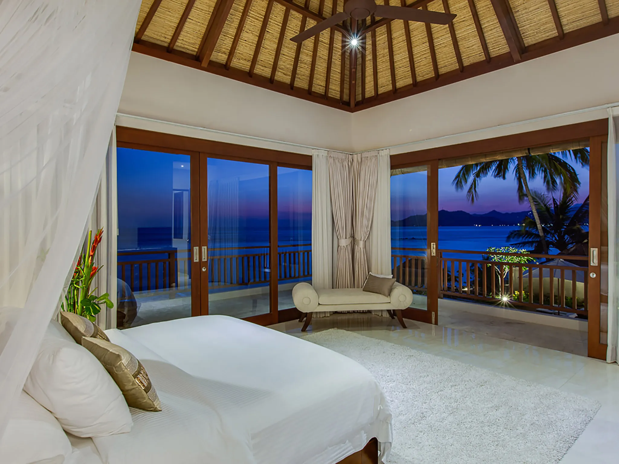 Villa Tirta Nila - Night views from oceanfront master bedroom