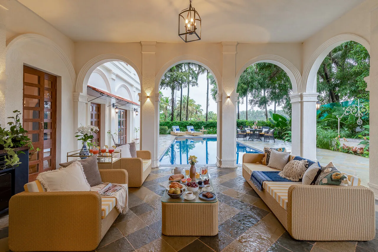 Outdoor Seating at Pool | Villa Brisa by Lohono Stays