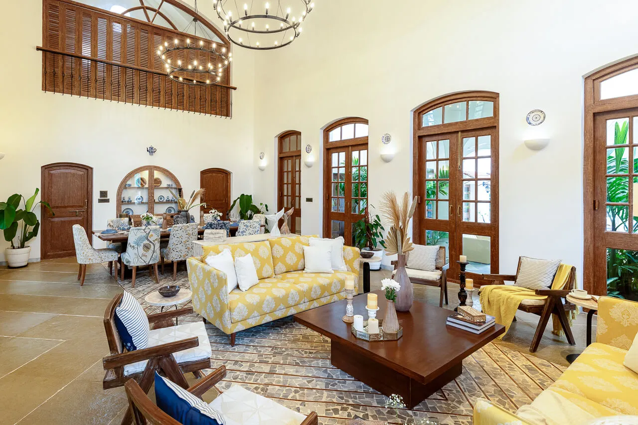 Living Area & Dining Area | Villa Brisa by Lohono Stays