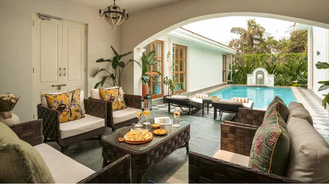 Poolside Seating Area | Amora Villa B | Goa