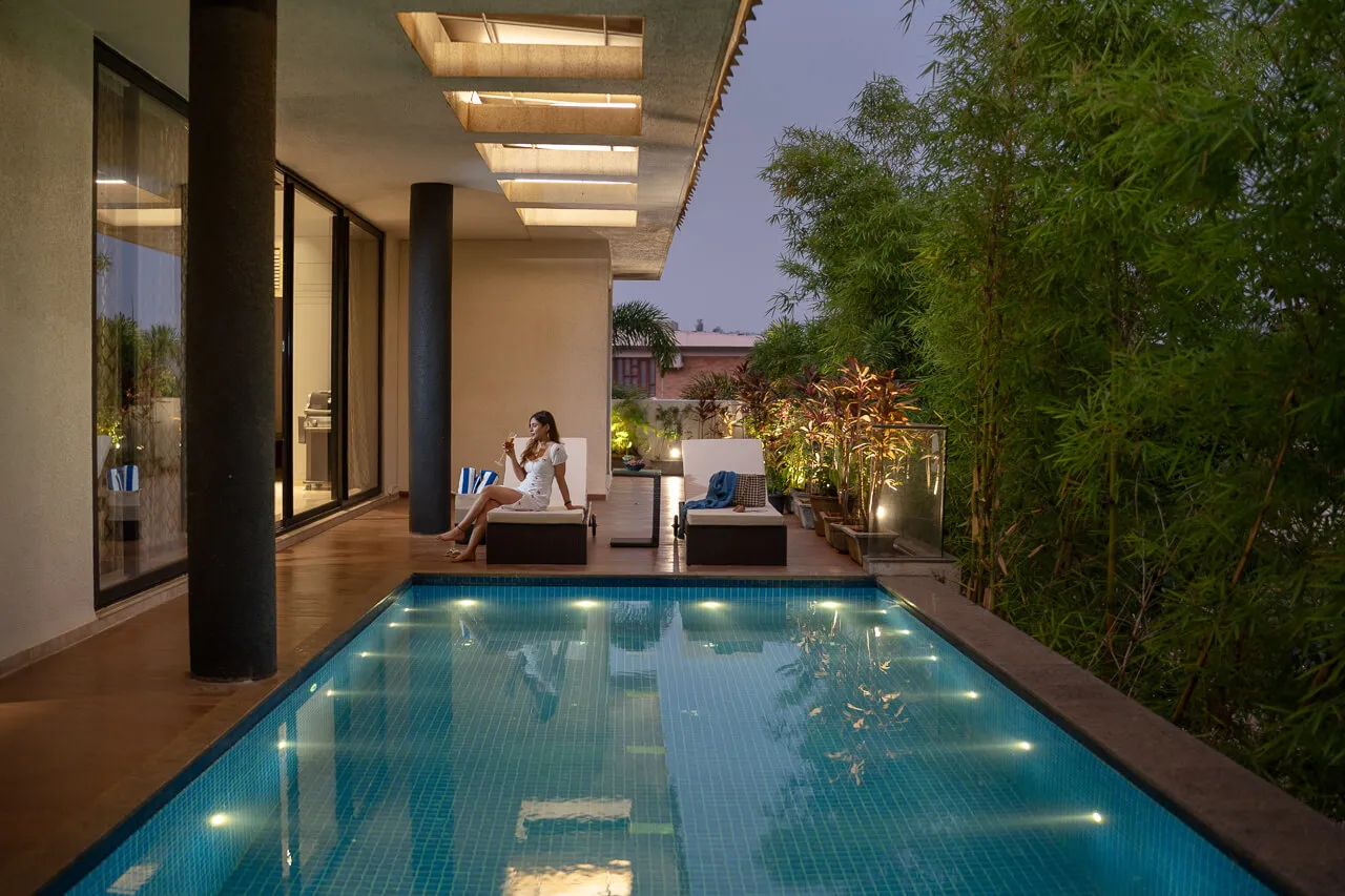 Outdoor Pool Area | Bamboo Breeze by Lohono Stays