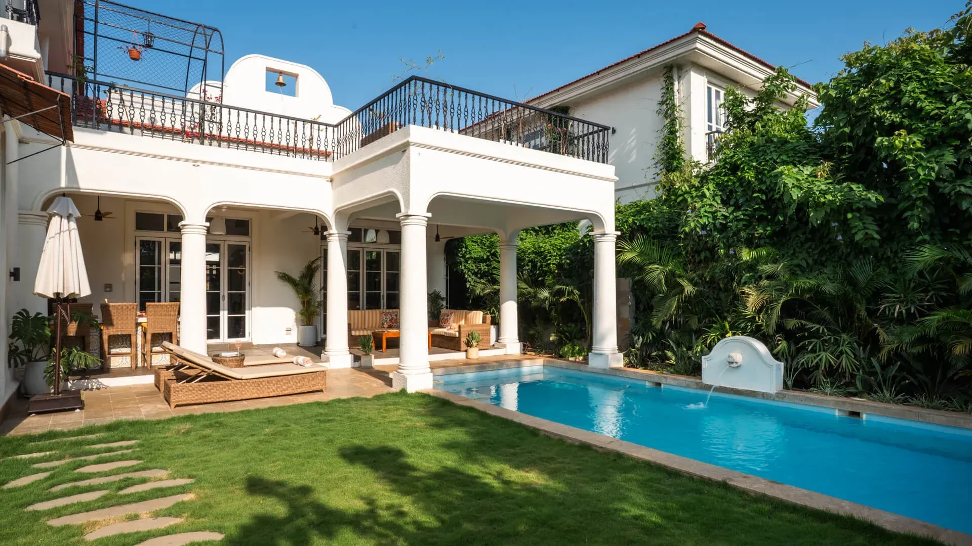Outdoor Poolside Area | Beleza Villa B by Lohono Stays
