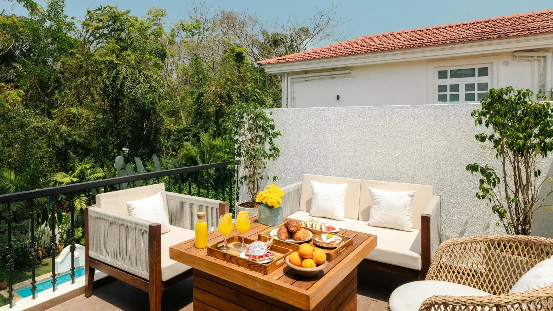 Terrace Seating Area | Calisto Villa B by Lohono Stays