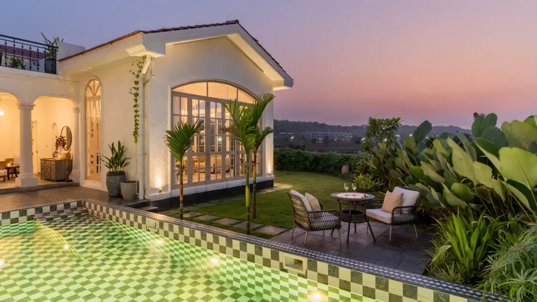 Evening Facade | Enia Villa D, Goa