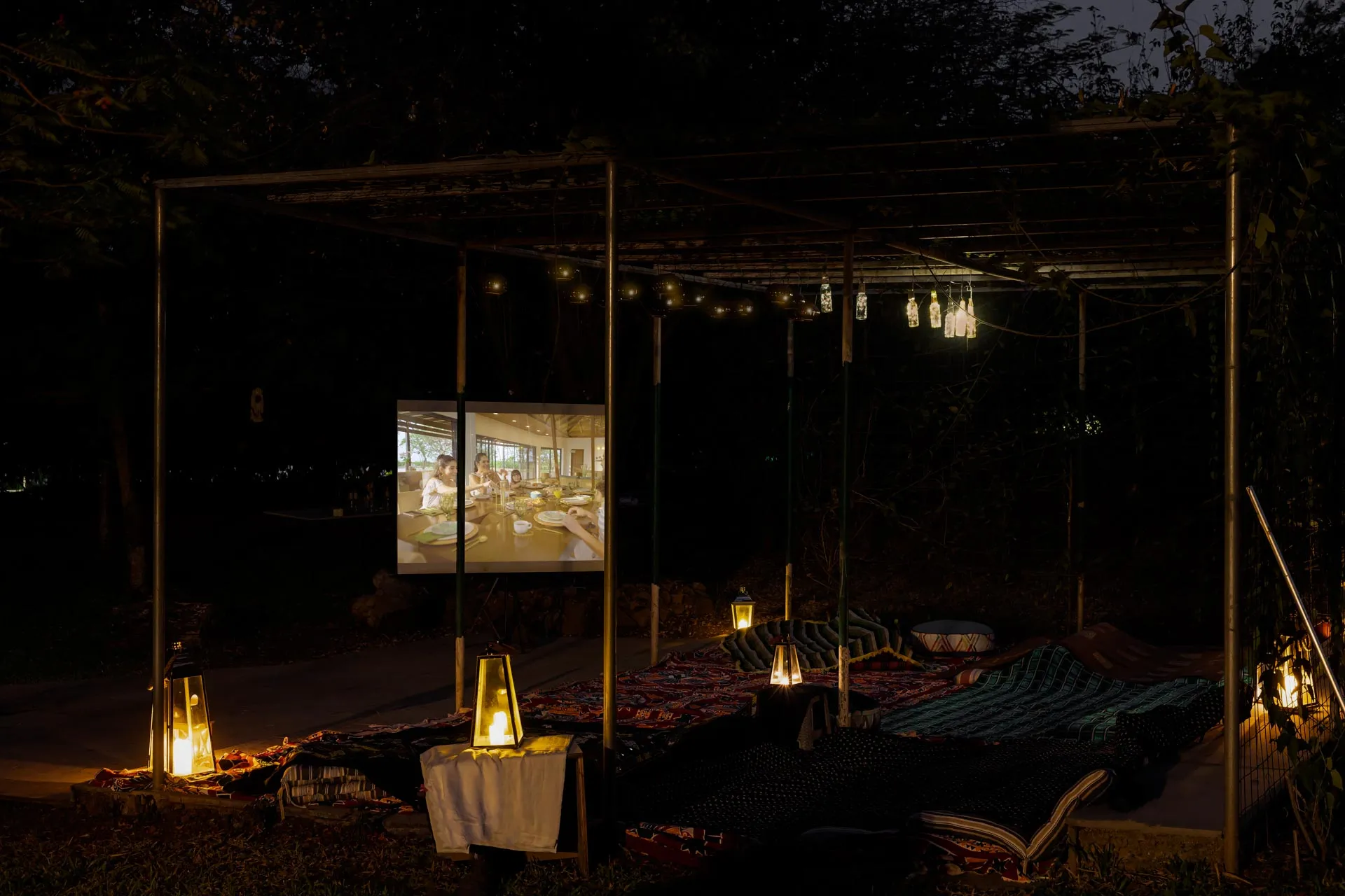 Maharajah House -  Movie night setup