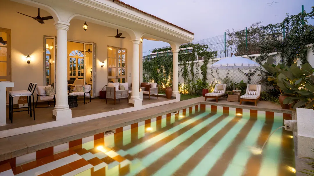 Evening Pool View | Mila Villa 6, Goa by Lohono Stays