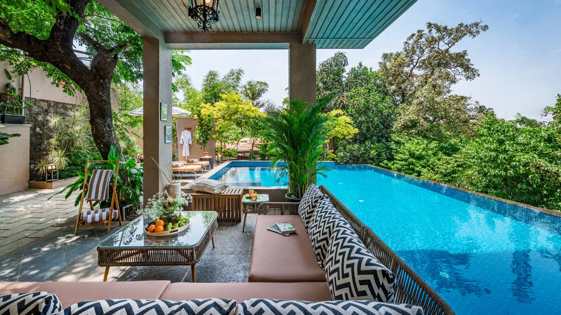 Poolside Seating Area | Rigveda Villa | Lonavala