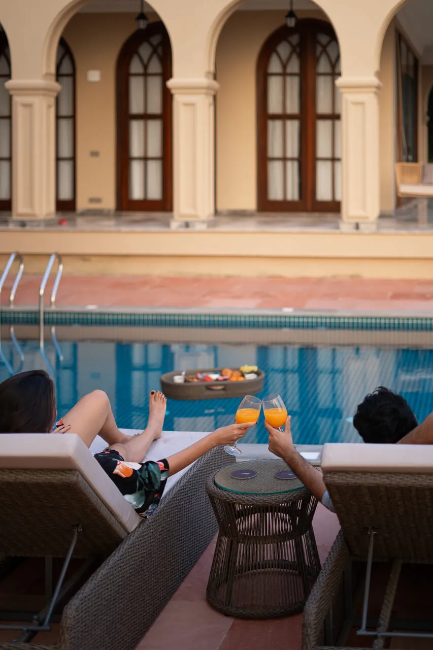 Poolside Beds | Sacri Borod Hill 4 by Lohono Stays