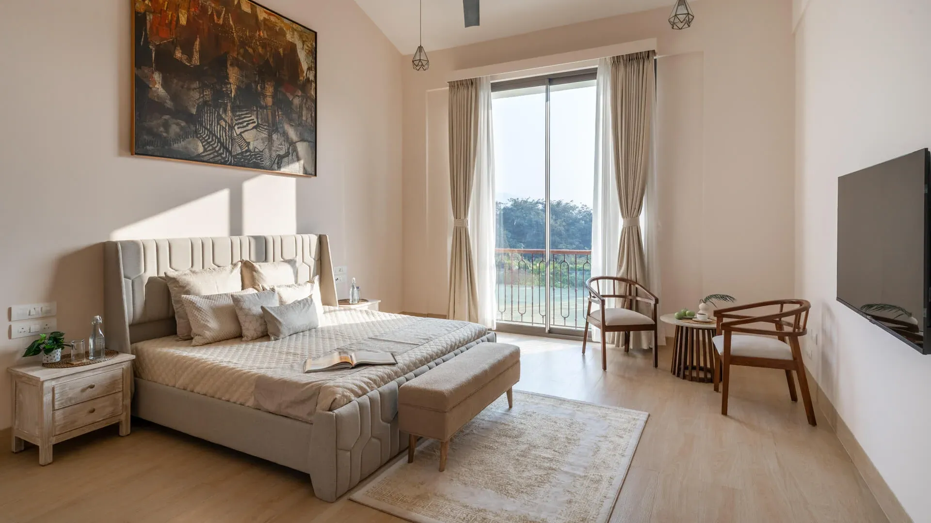 Master Bedroom with TV | Ushta Villa | Alibaug