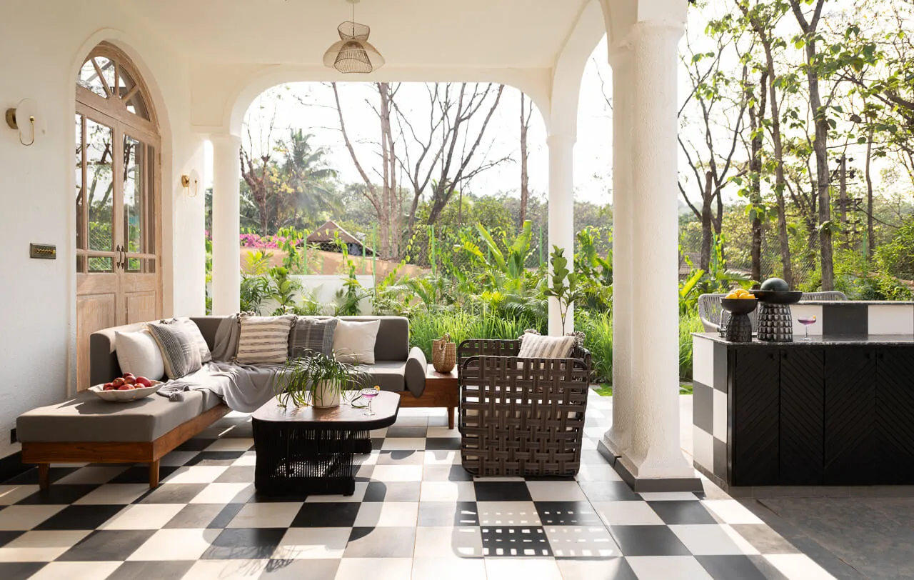 Outdoor Seating at Pool | Villa Feliz by Lohono Stays