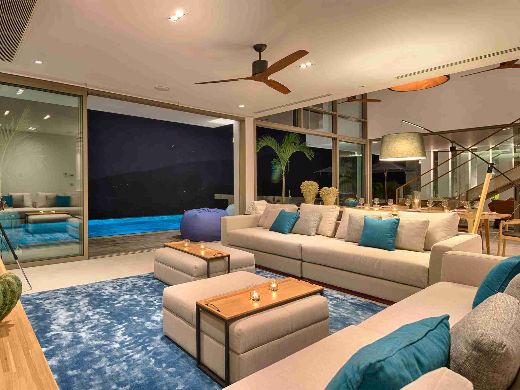 Malaiwana Duplex - Living room at night