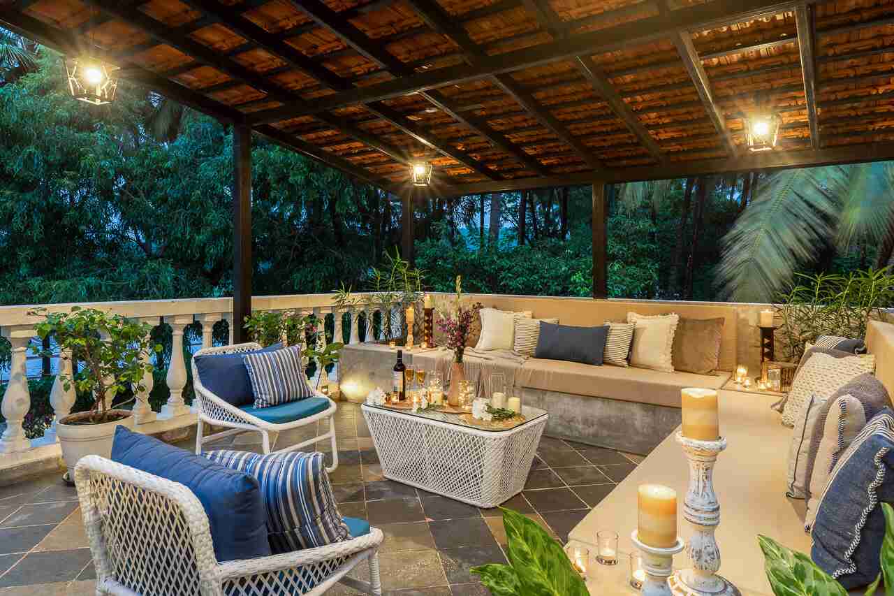 Terrace Dining Set Up | Villa Brisa by Lohono Stays 