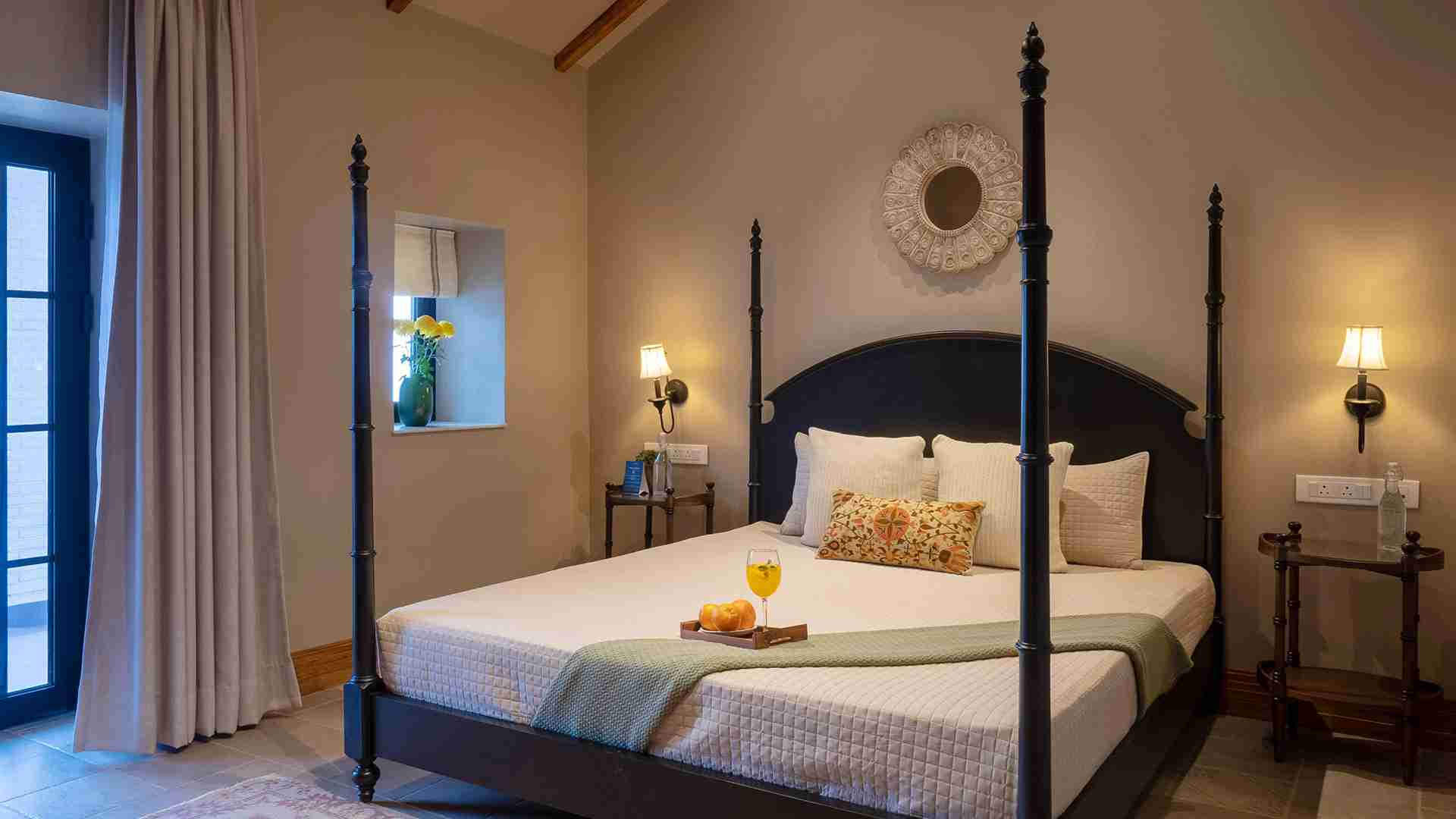 Bedroom 1 with scenic views | Airyland Estate, Mussoorie