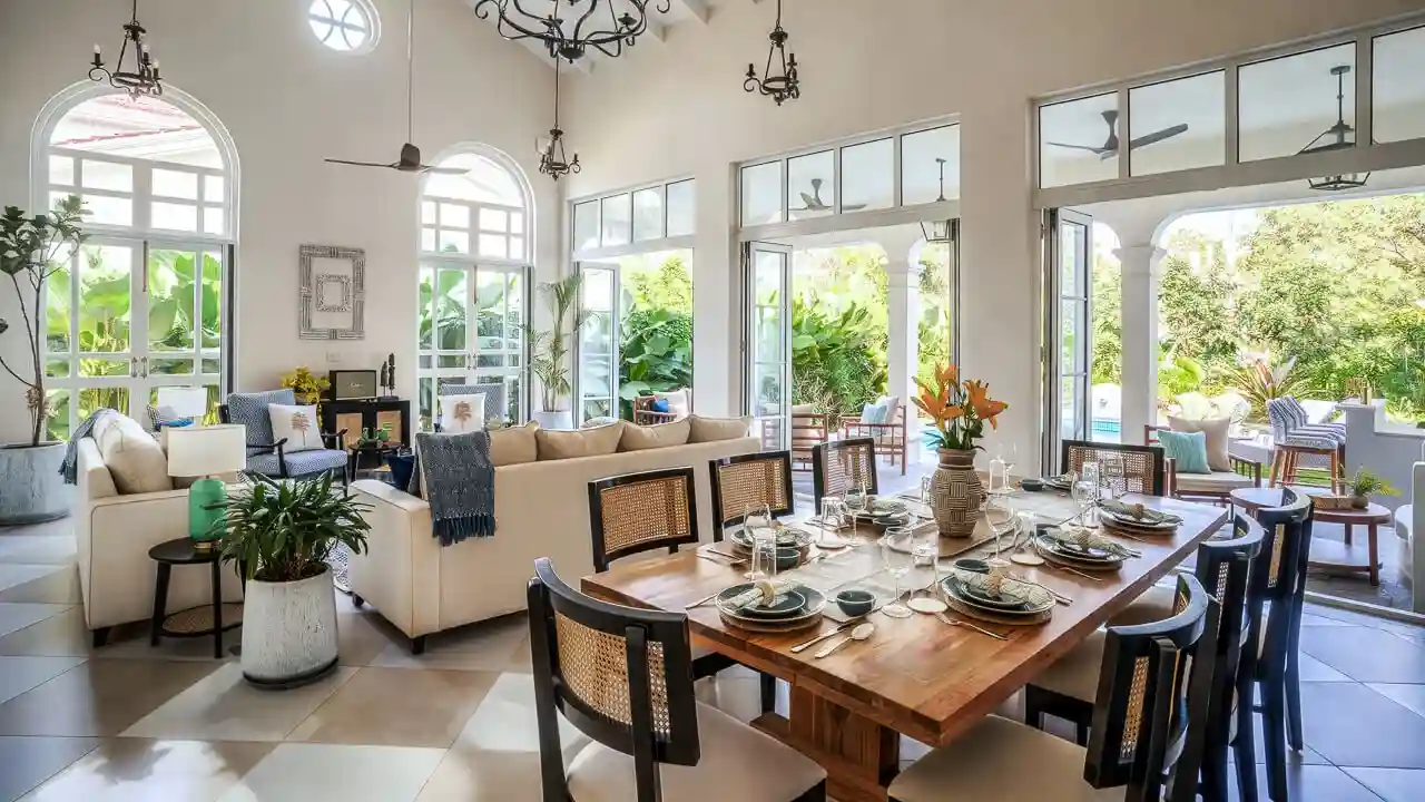Living Area & Dining Area | Beleza Villa C by Lohono Stays