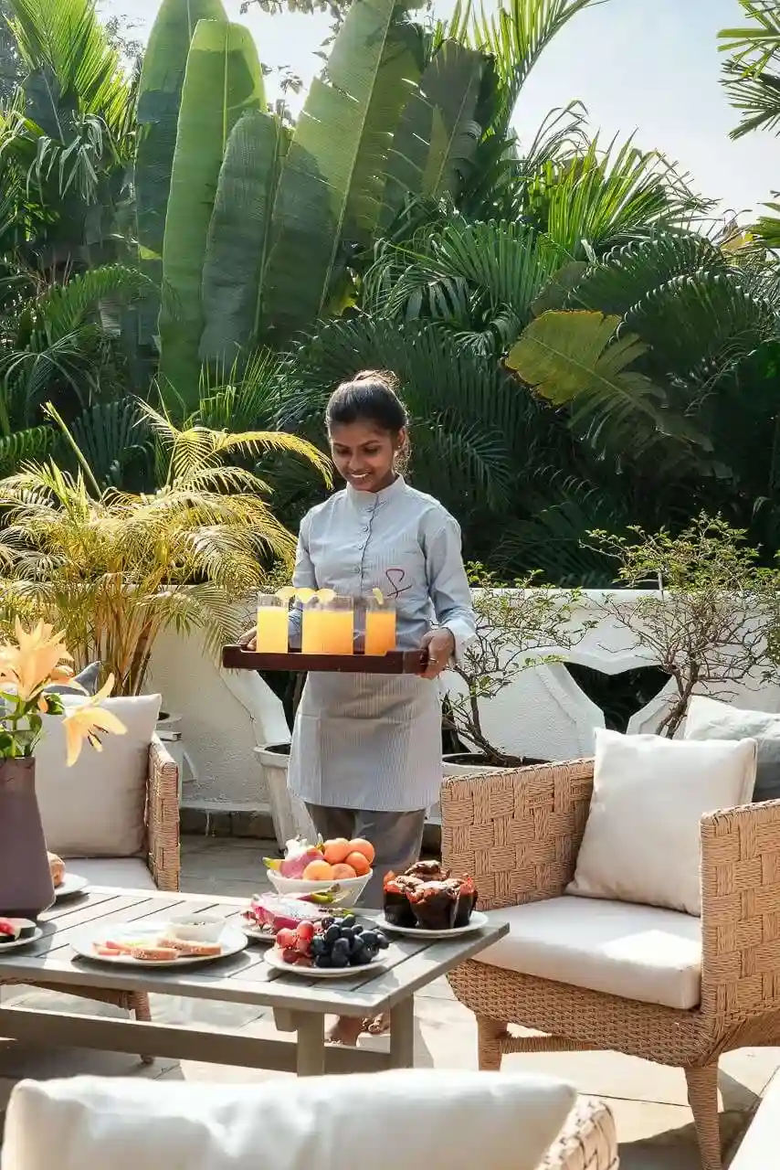Terrace Dining Set Up | Castello Villa 2 by Lohono Stays 