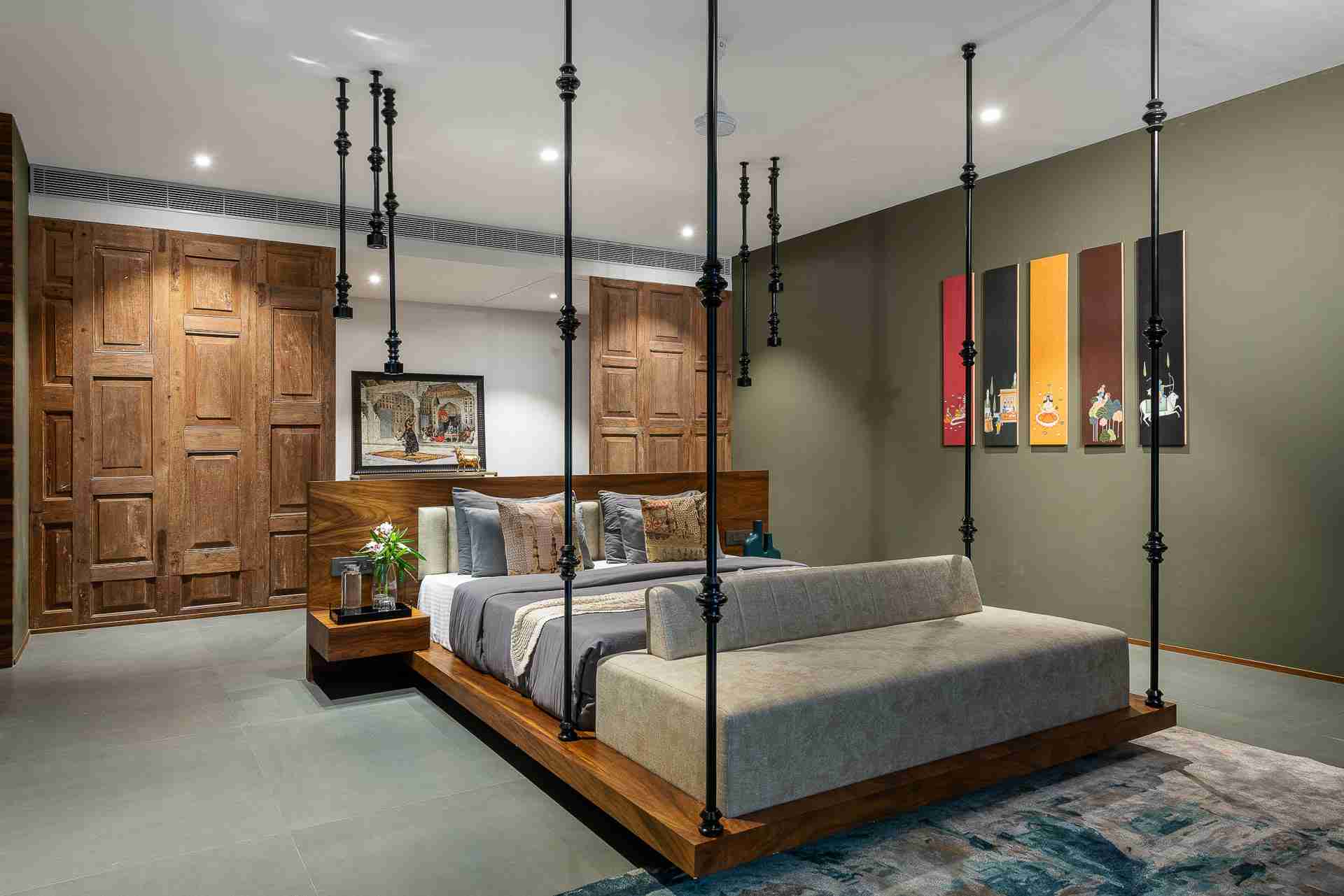 Bedroom with tasteful decor- Lohono Stays