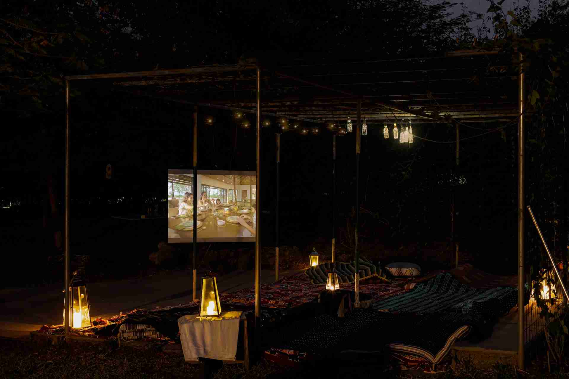 Maharajah House -  Movie night setup