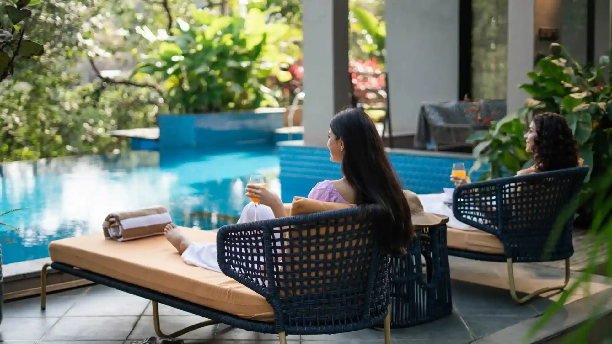 Poolside Seating Area | Rigveda Villa | Lonavala