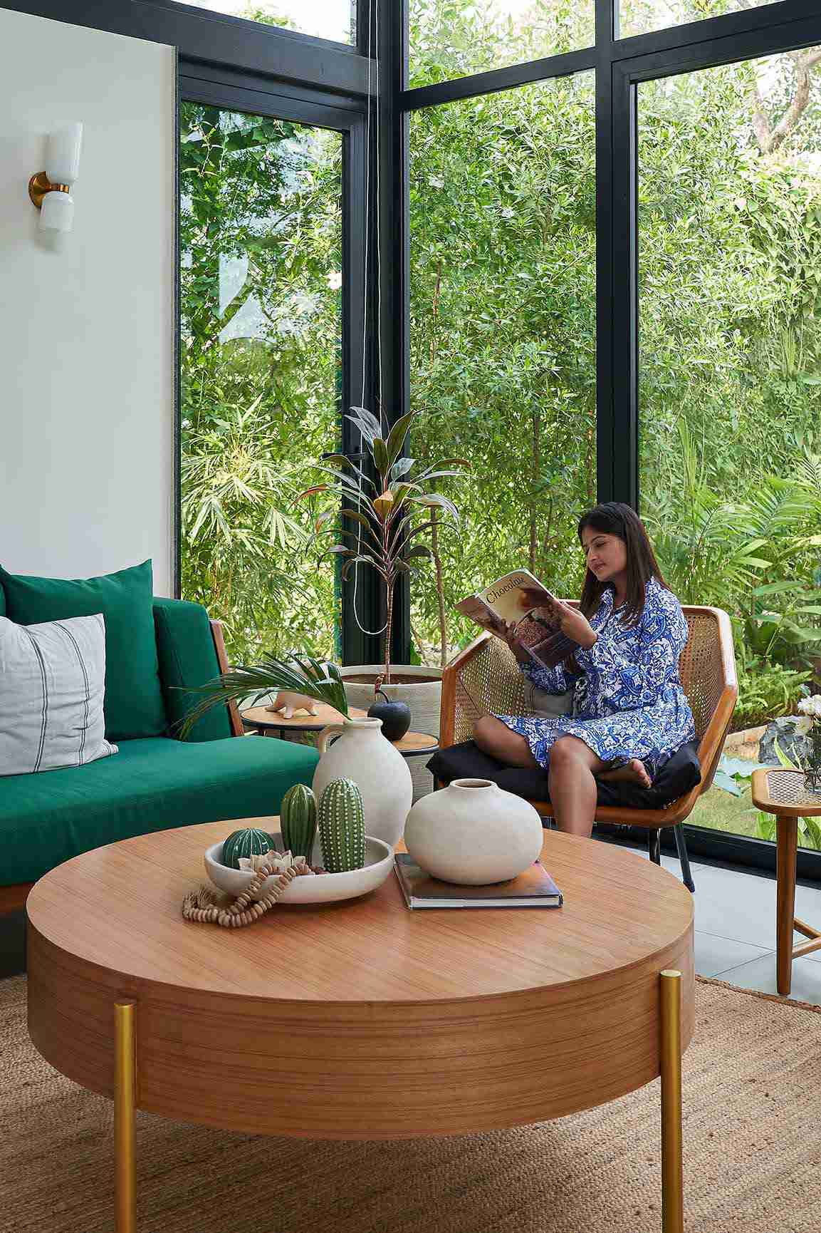 Modern Living Room with Garden View - Sienna | Lohono Stays