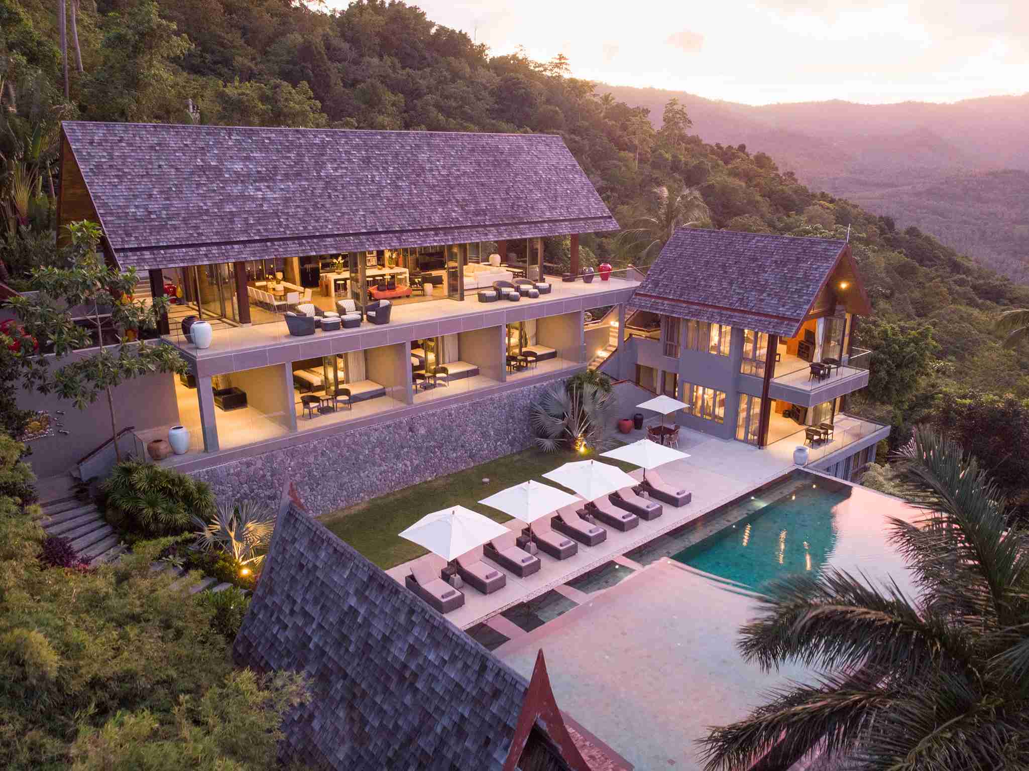 Villa Suralai - Aerial shot at sunset