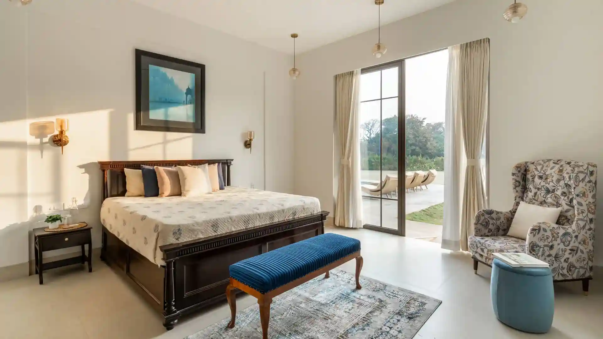 Bedroom with Pool Views | Ushta Villa | Alibaug