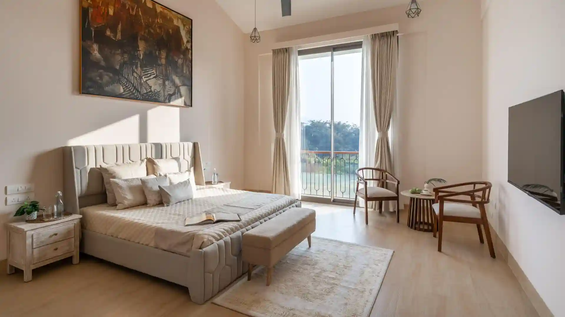 Master Bedroom with TV | Ushta Villa | Alibaug