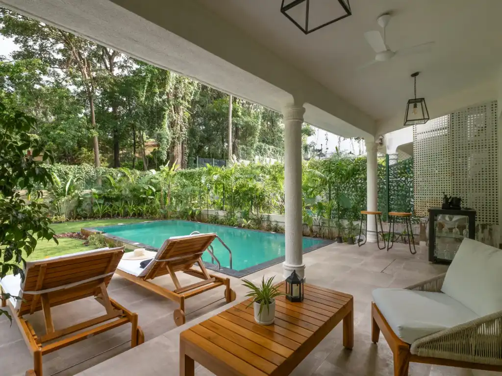 Poolside Lounging | Alvora Villa 1F, Goa