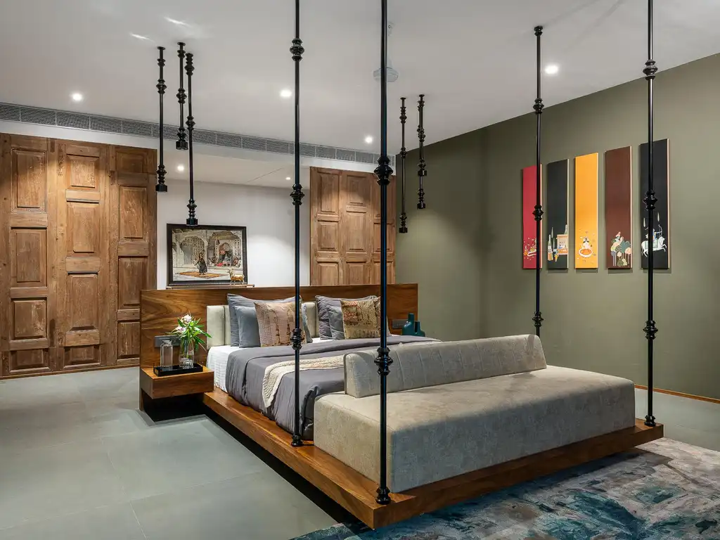 Bedroom with tasteful decor- Lohono Stays
