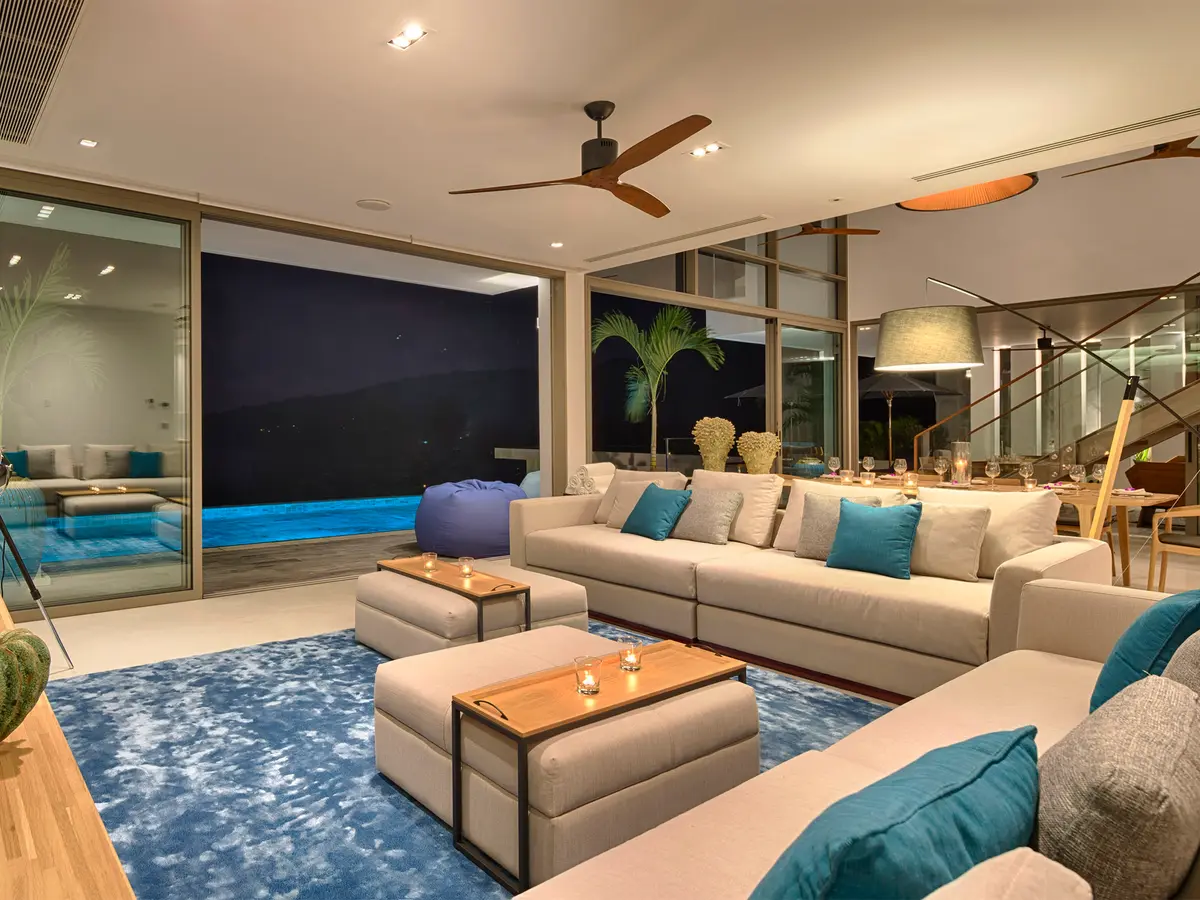 Malaiwana Duplex - Living room at night