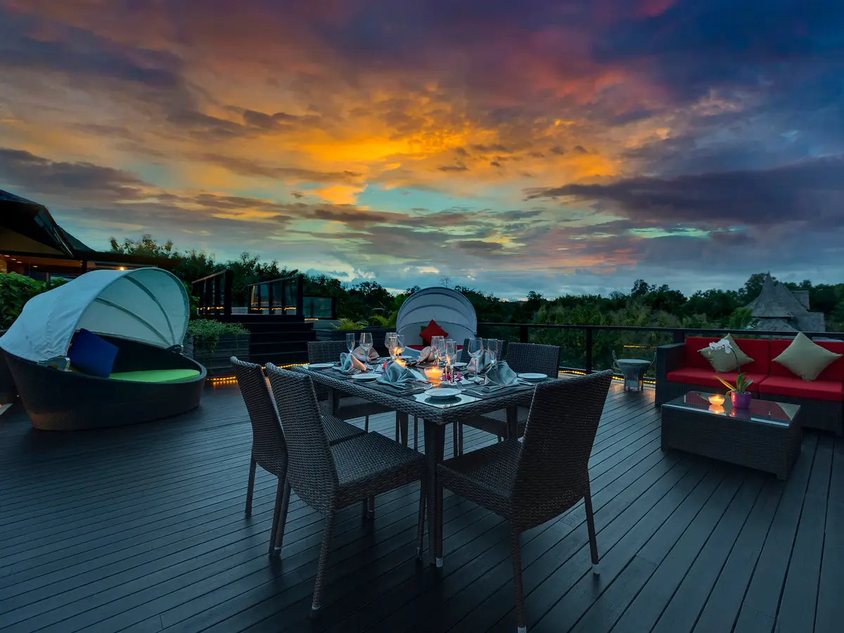 Villa Aiko - Outdoor area at sunset