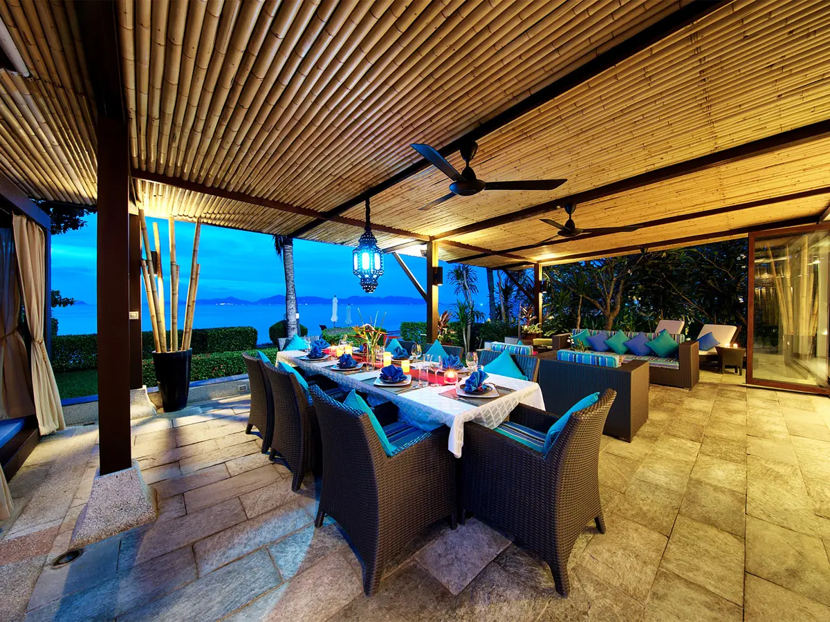 Villa Chi Samui at Lotus Samui - Dining and living area ambience at night