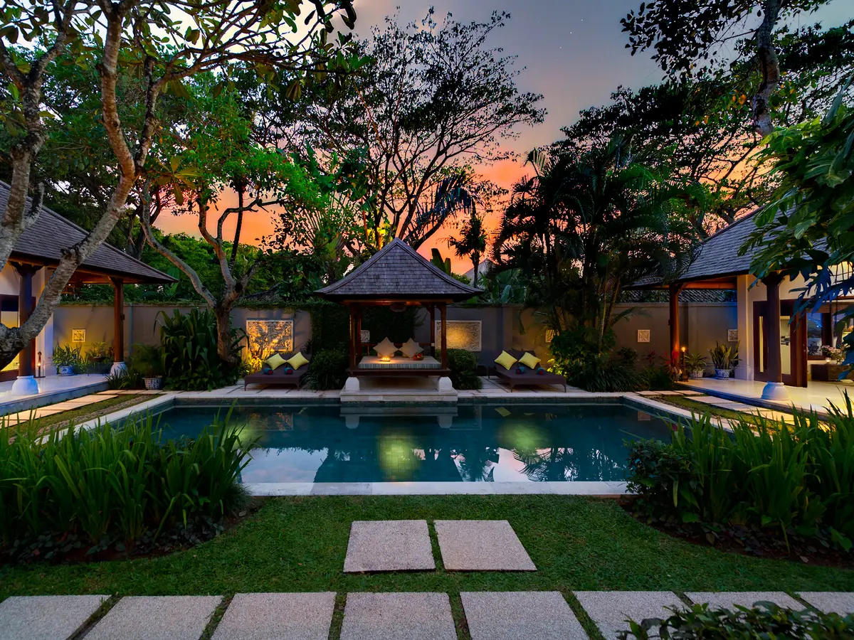 14. Villa Kedidi - Pool and gardens at dusk