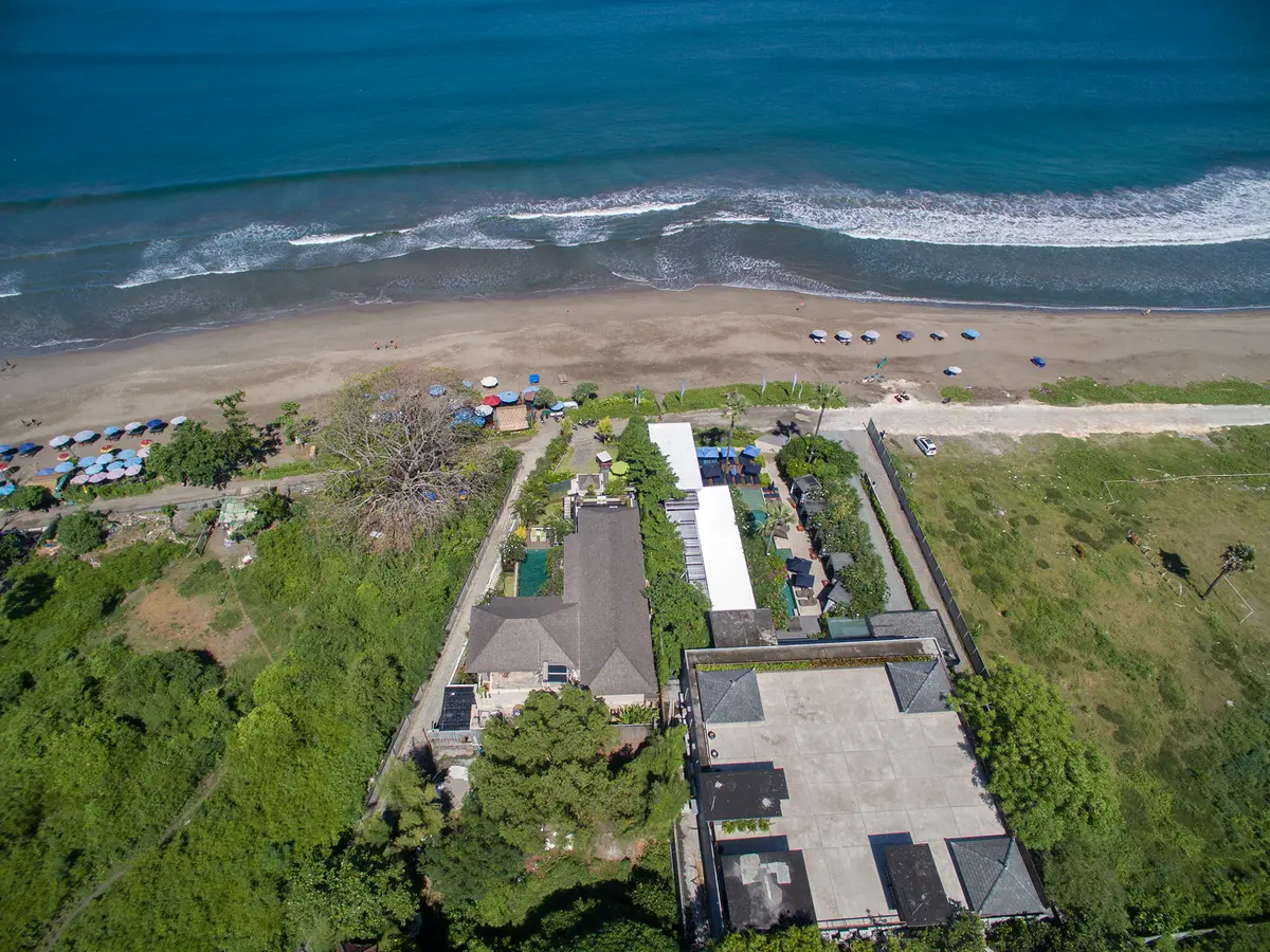 Villa Lega - High aerial from behind the villa towards the sea