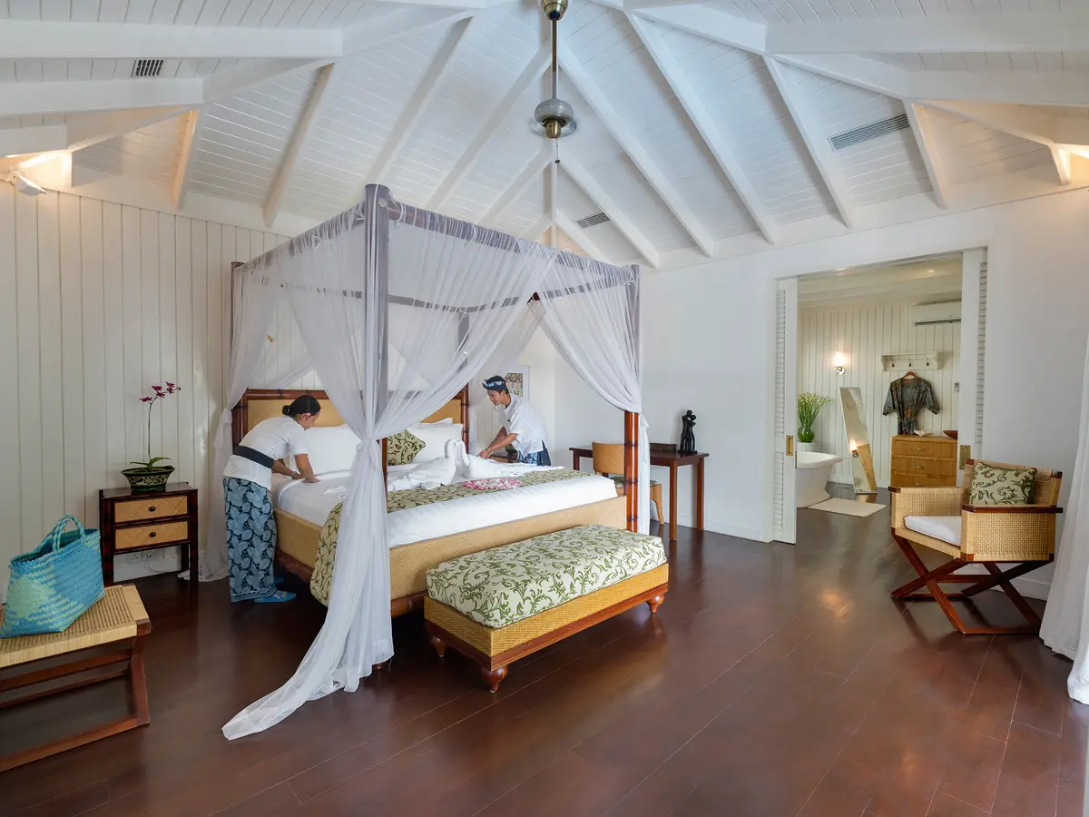 5. Villa Lulito - Master bed being made