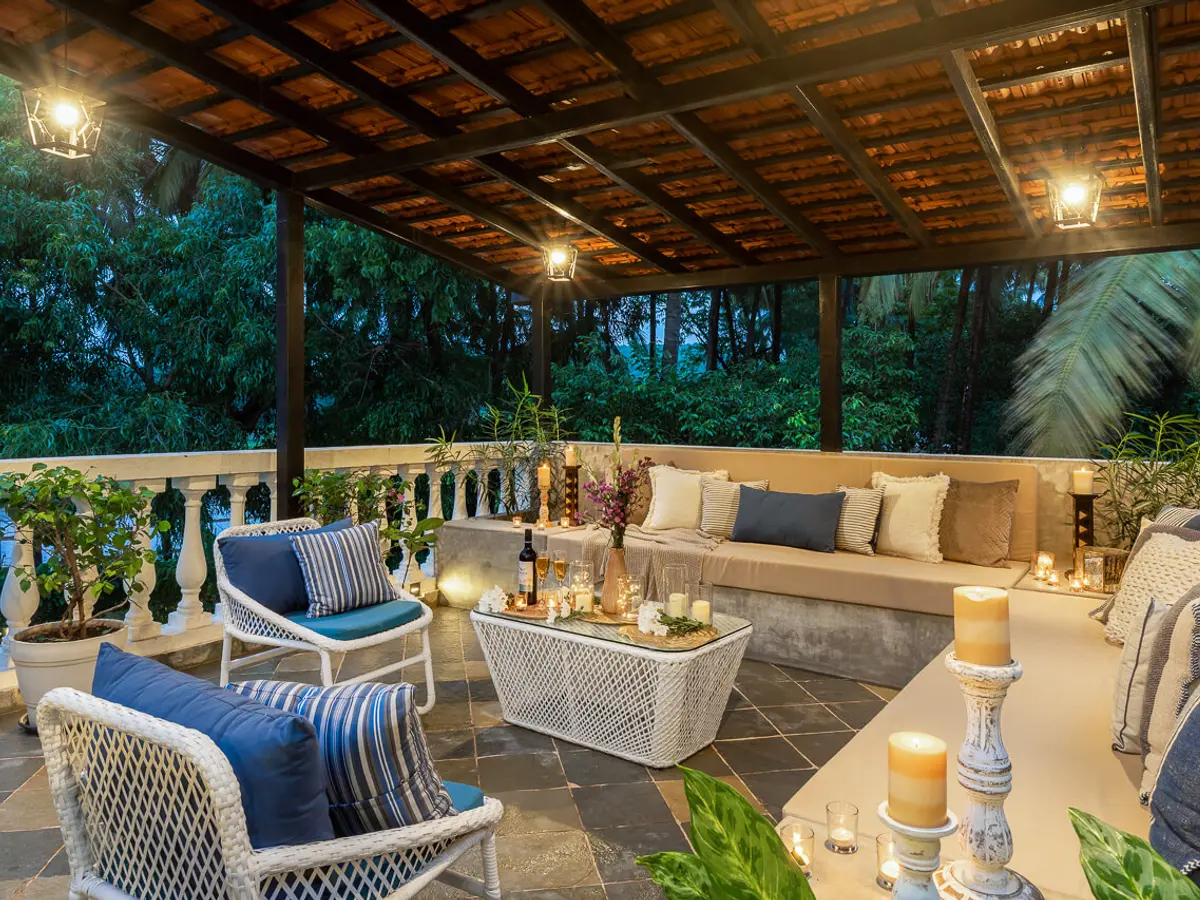 Terrace Dining Set Up | Villa Brisa by Lohono Stays 