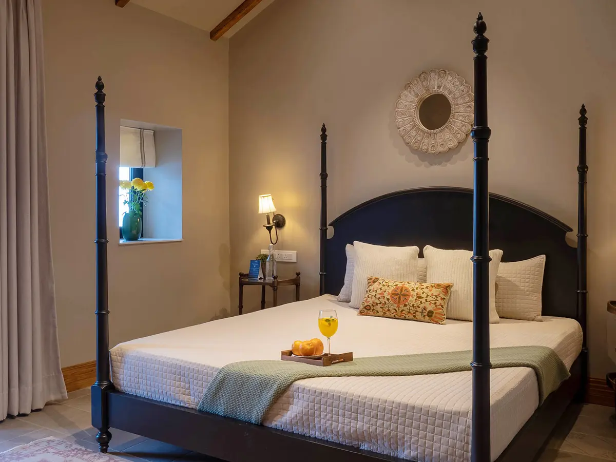 Bedroom 1 with scenic views | Airyland Estate, Mussoorie