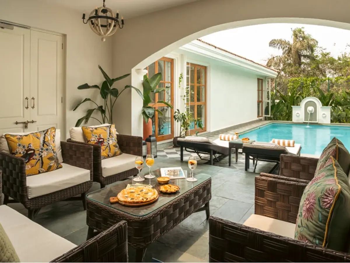 Poolside Seating Area | Amora Villa B | Goa