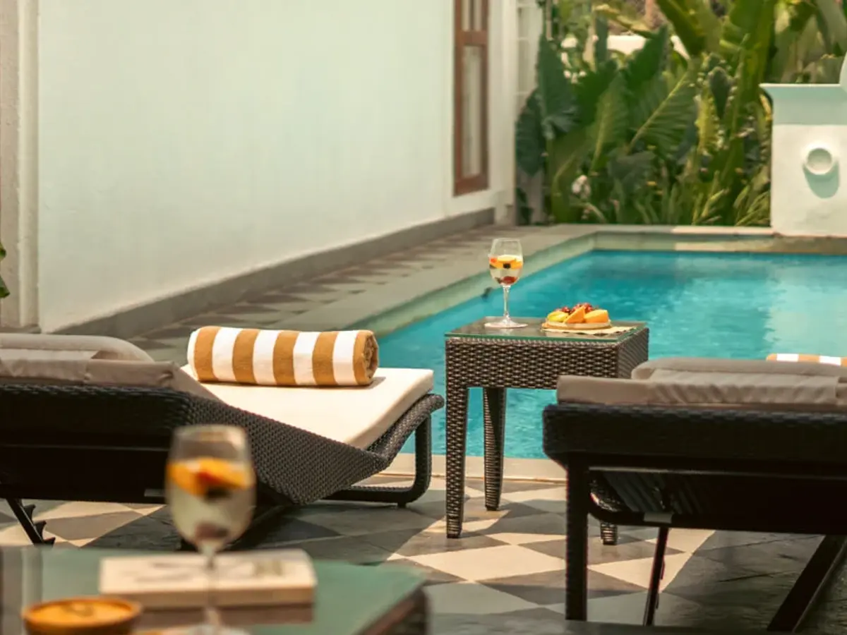 Poolside Seating Area | Amora Villa B | Goa