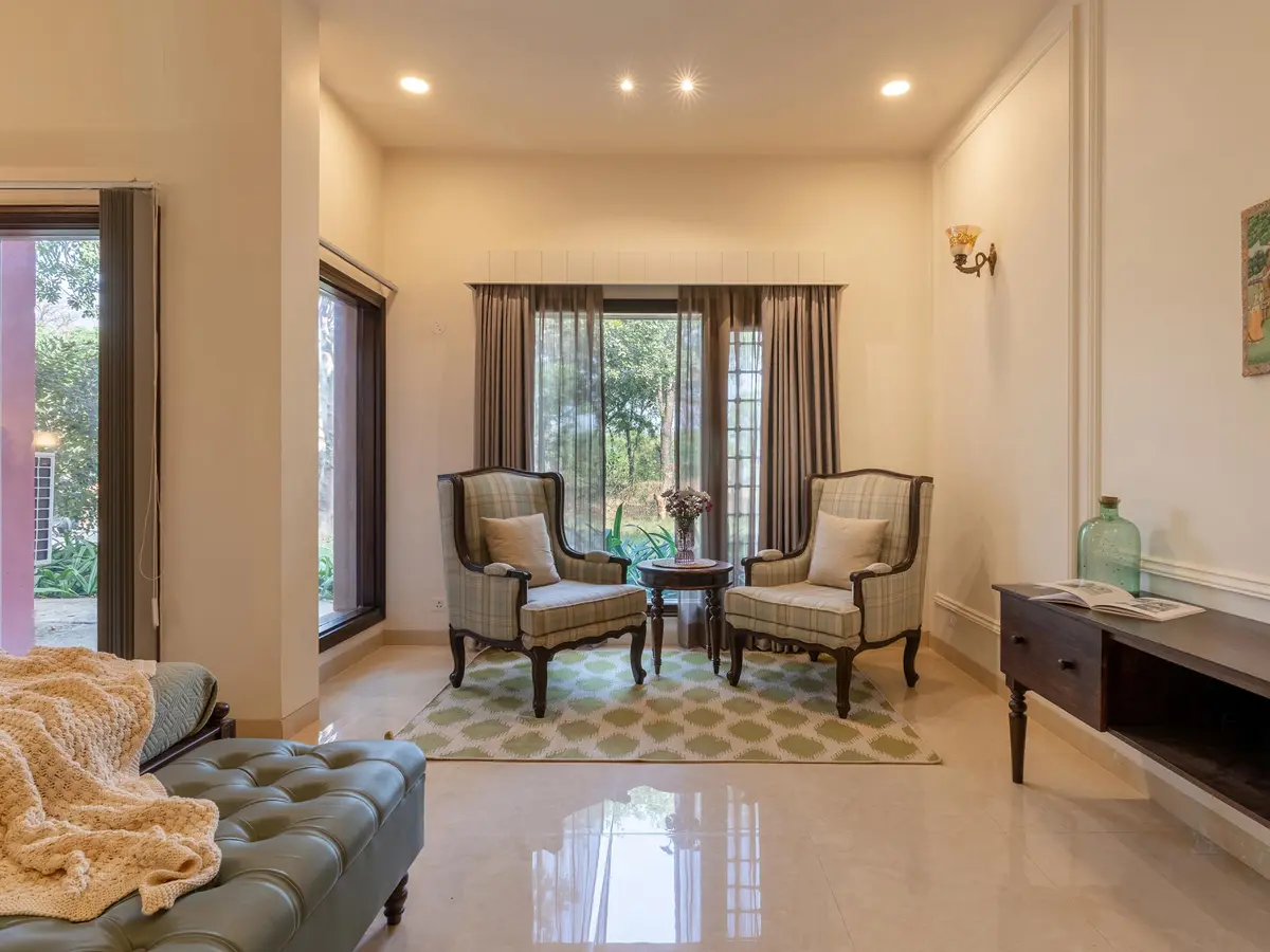 Bedroom with seating - Morbaugh at Kothari Gadh | Villa in Jaipur