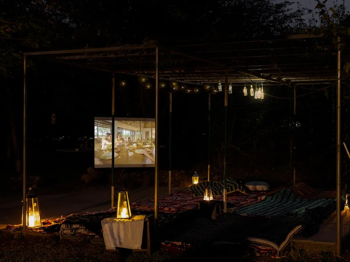 Maharajah House -  Movie night setup