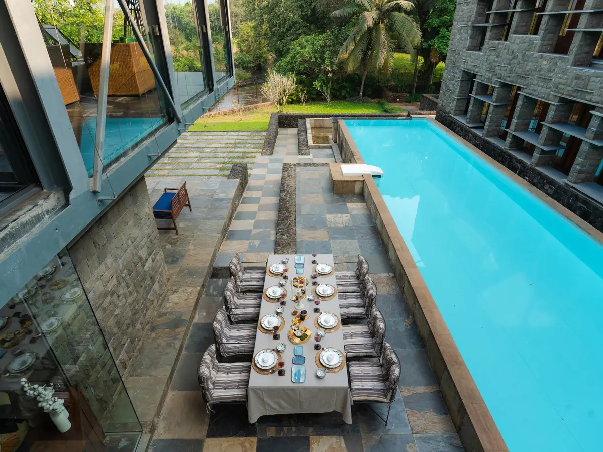 Riverside dining - Maharaja House, Karjat