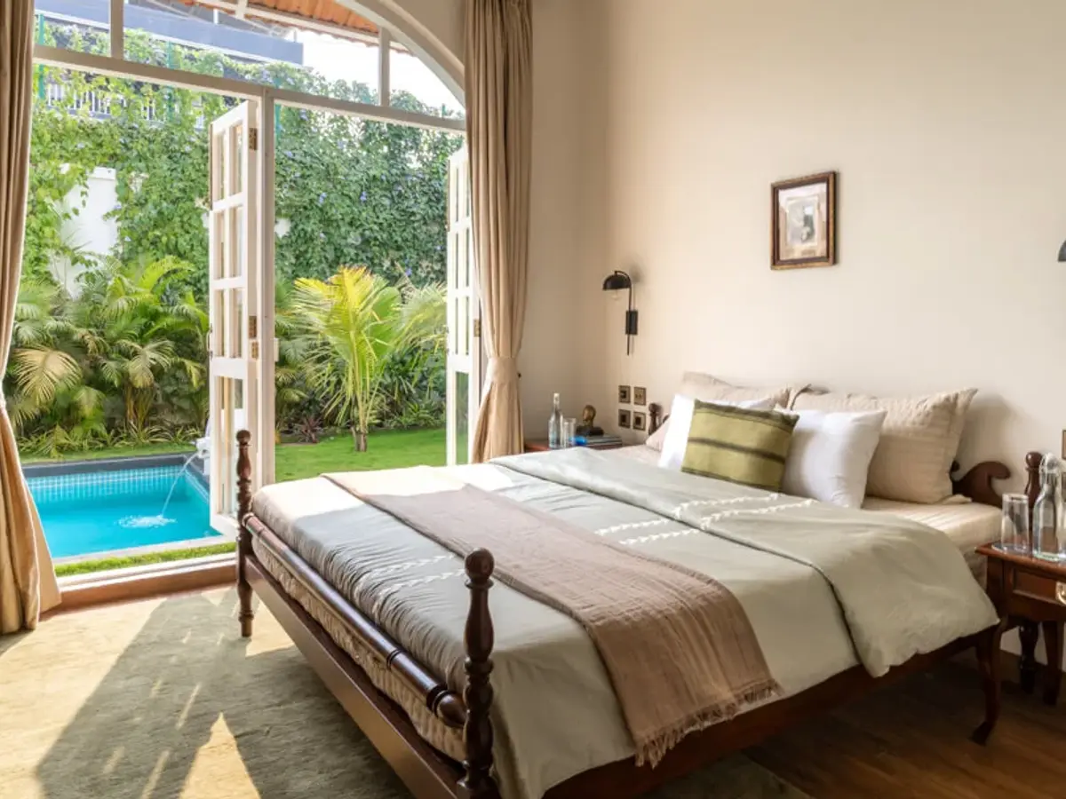 Bedroom with Pool View | Mila Villa 5 by Lohono Stay