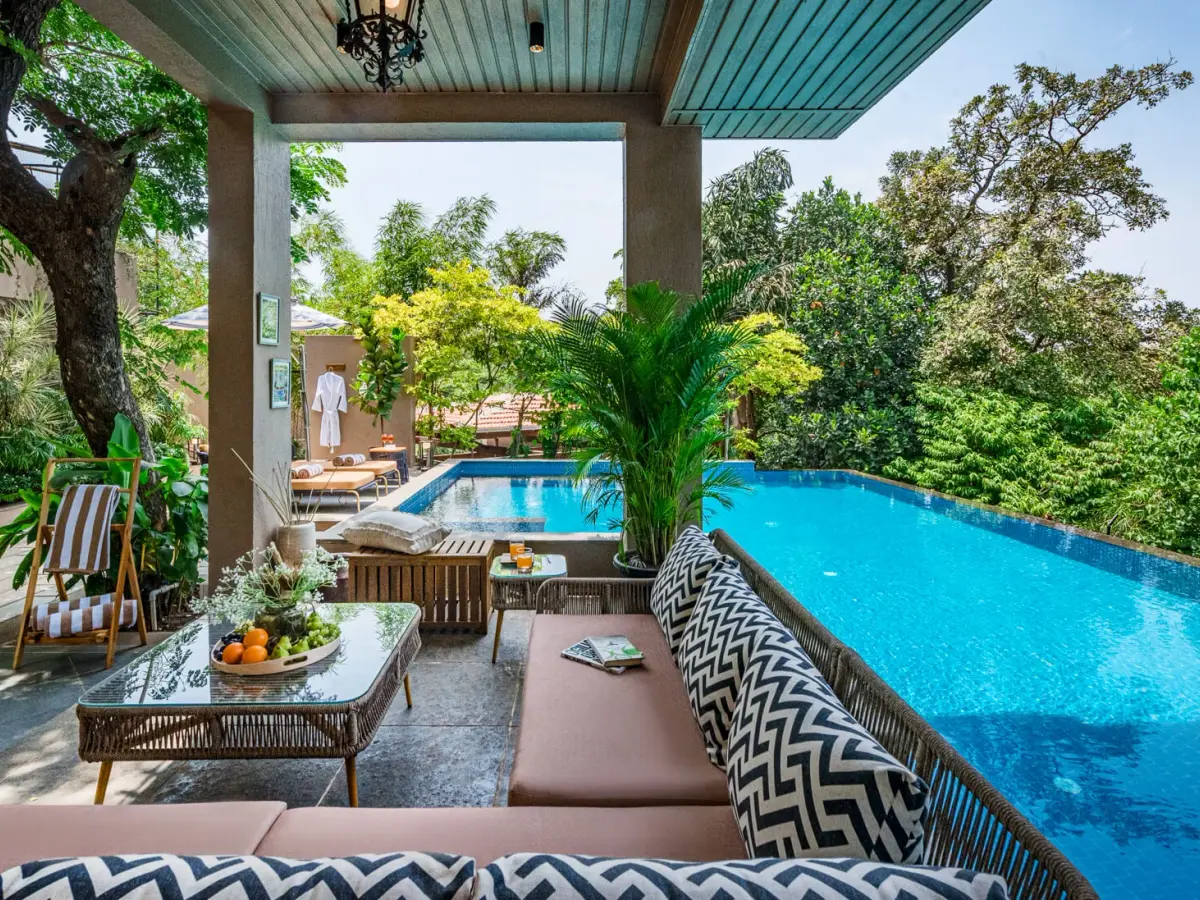 Poolside Seating Area | Rigveda Villa | Lonavala
