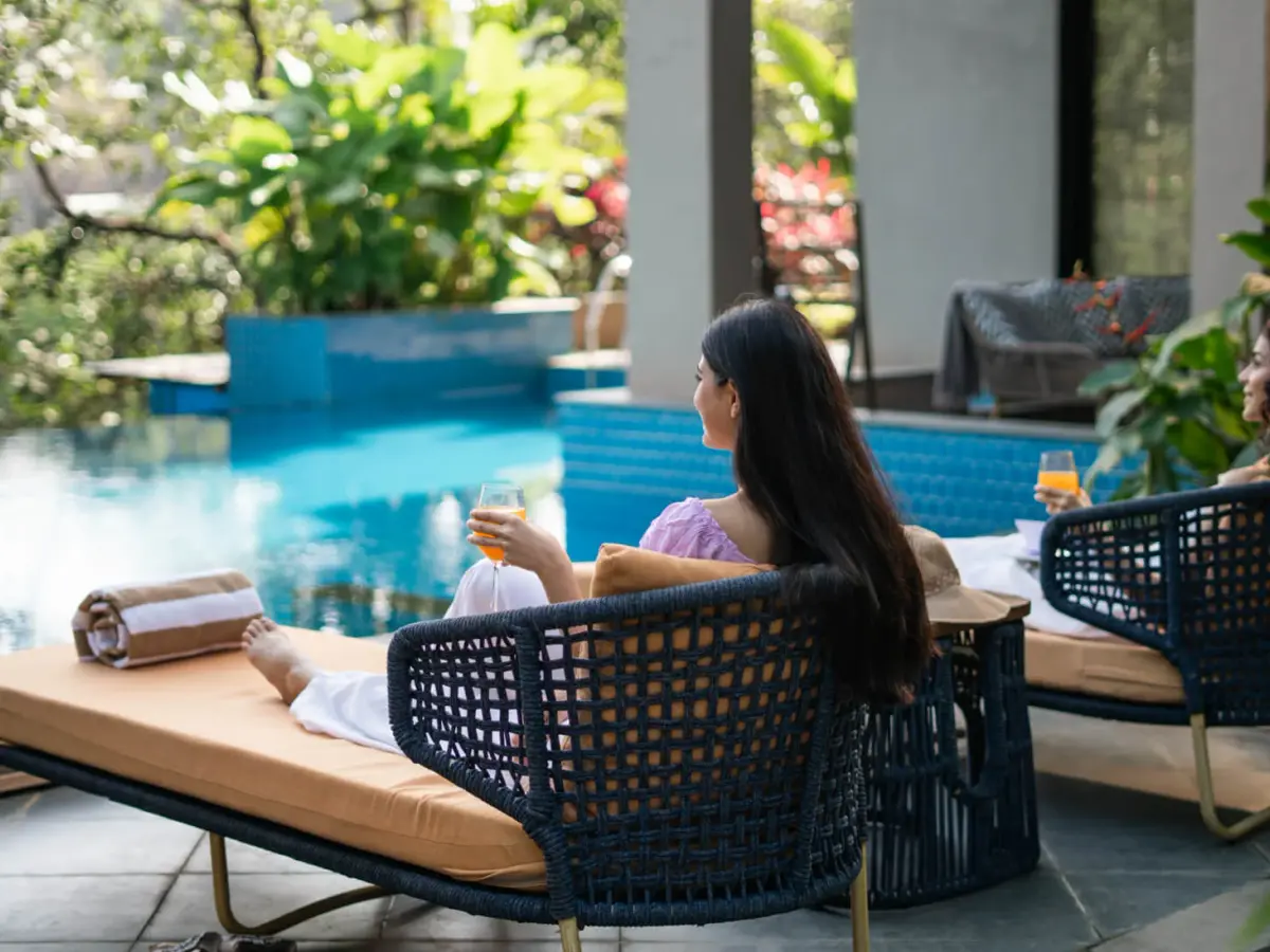 Poolside Seating Area | Rigveda Villa | Lonavala