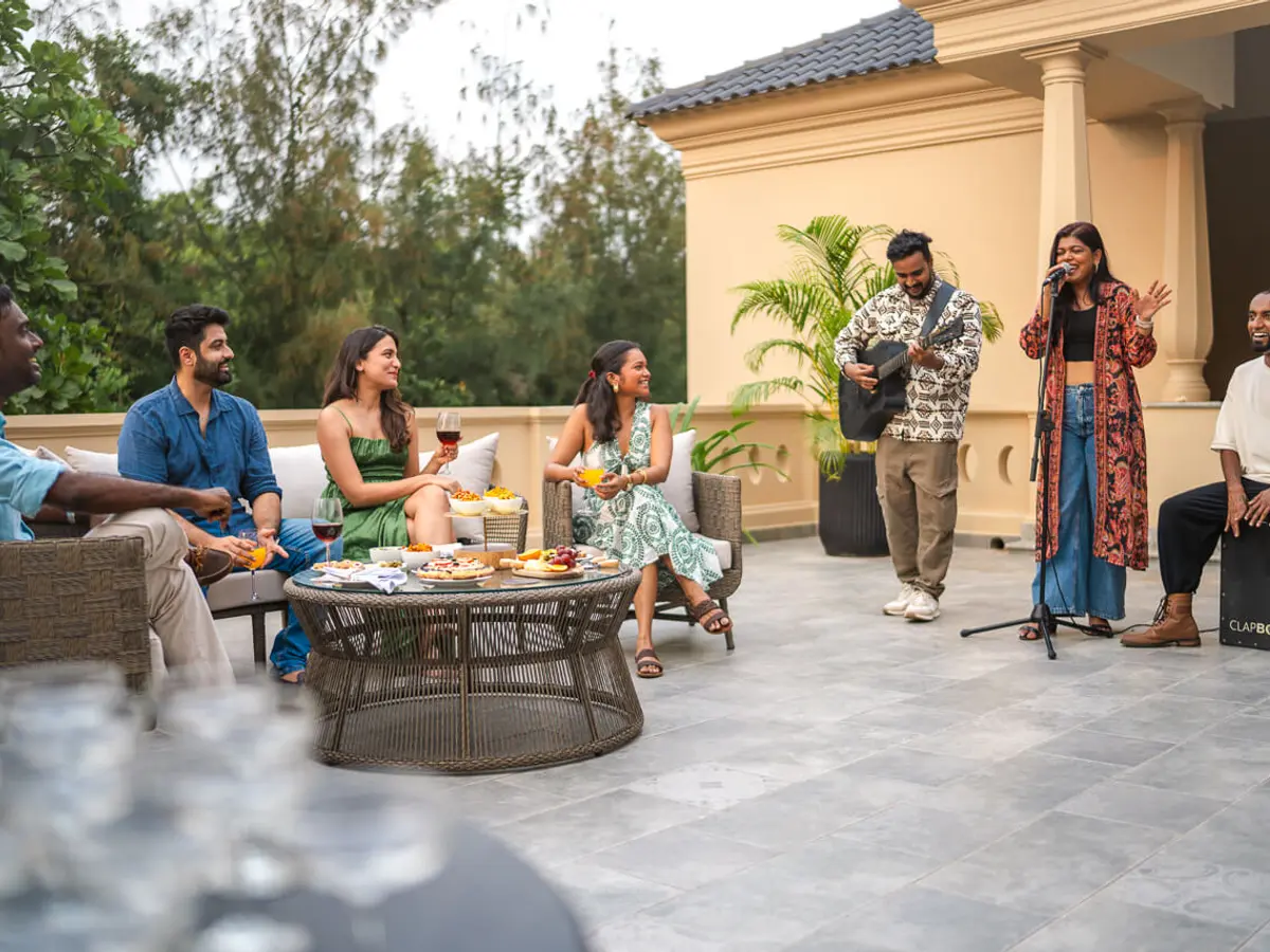 Terrace Entertainment Setup | Sacri Borod Hill 4 by Lohono Stays