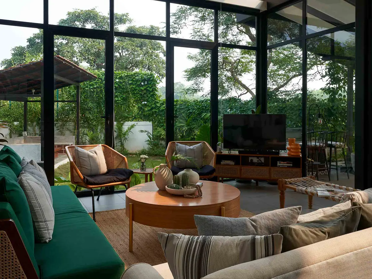Living Area Overlooking Scenery - Sienna | Lohono Stays