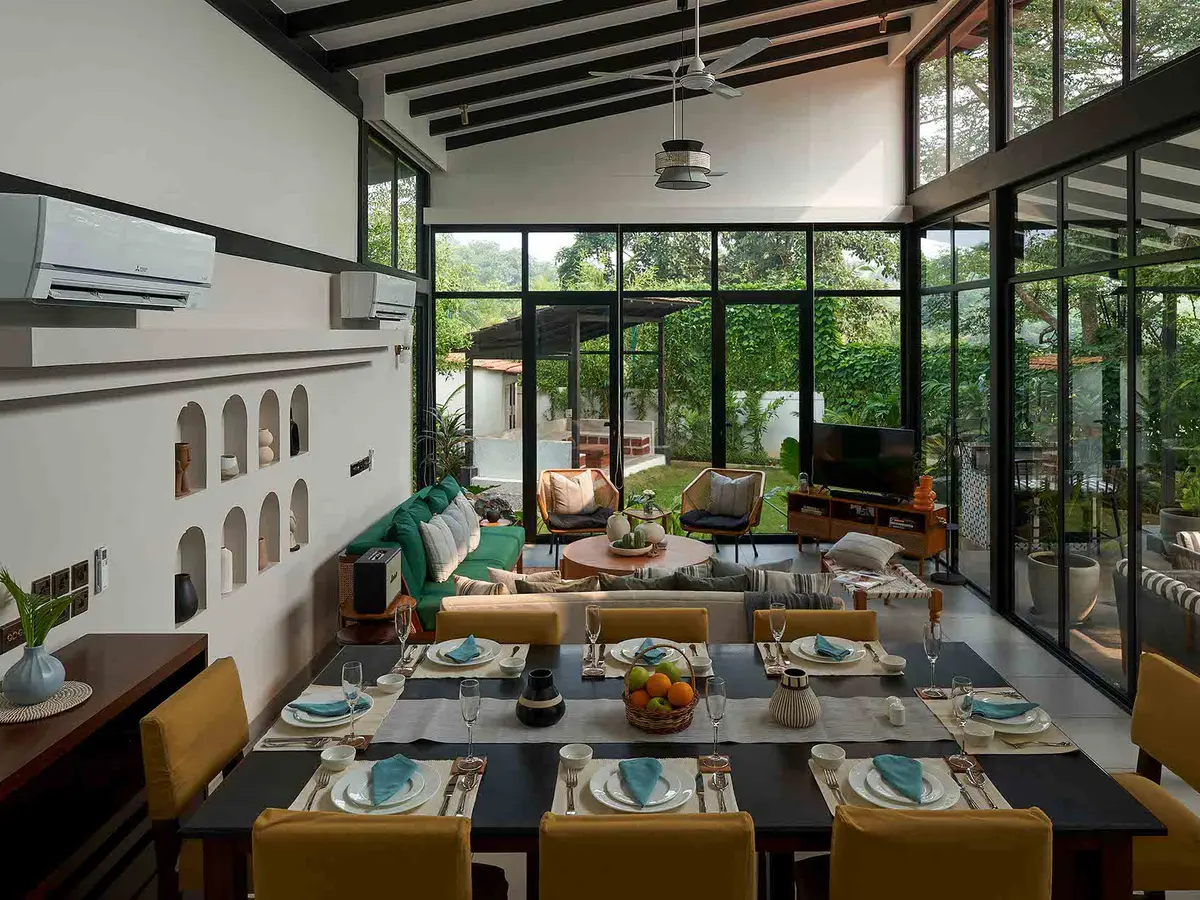 Modern Dining Area with Nature View - Sienna | Lohono Stays