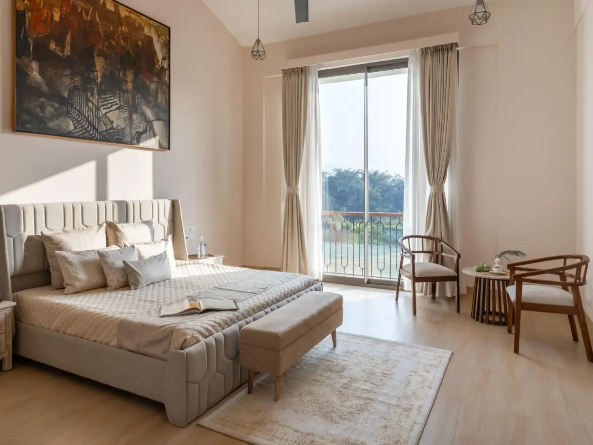 Master Bedroom with TV | Ushta Villa | Alibaug